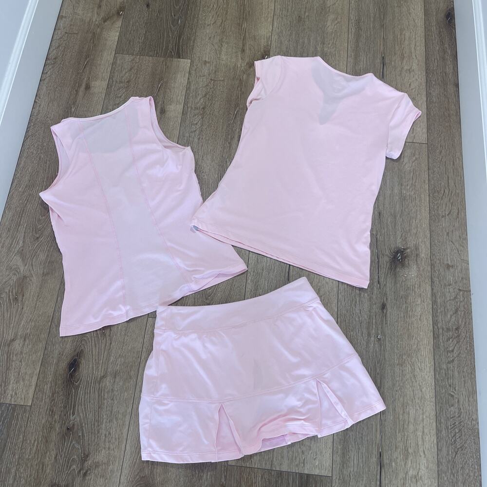 Nike Women Tennis Skirt Pink 3 Piece Set Size M* Dry Fit Pickleball Tennis Tanks - Picture 5 of 16